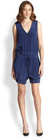 Thumbnail for your product : Milly Silk Drawstring-Waist Short Jumpsuit