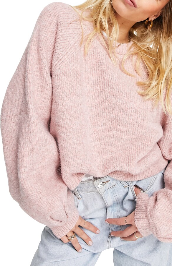 Topshop Knit Crop Raglan Sleeve Sweater - ShopStyle