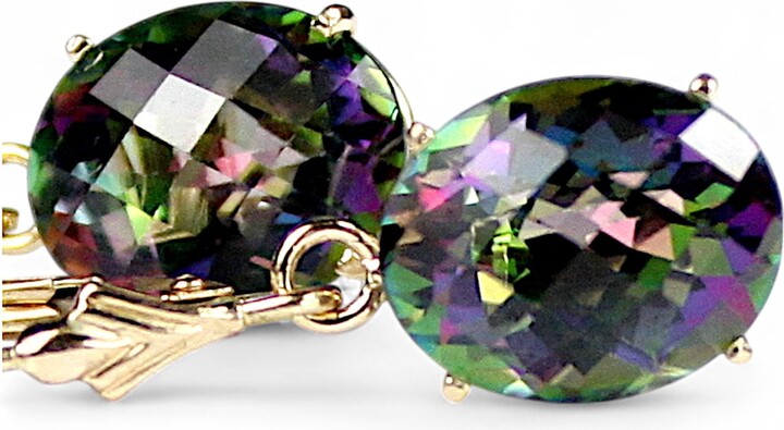 Etsy Mystic Fire Topaz, 14Ky Leverback Earrings, E107