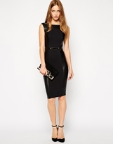 Thumbnail for your product : AX Paris Belted Bodycon Dress with PU Panels