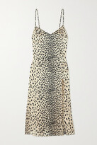 Thumbnail for your product : Reformation Britten Cheetah-print Silk-satin Midi Dress - Cream