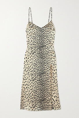 Reformation Britten Cheetah-print Silk-satin Midi Dress - Cream