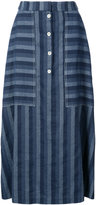 Carolina Herrera Denim stripe button skirt