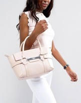 Thumbnail for your product : Fiorelli Barbican Mini Foldover Blush Tote Bag With Metal Bar Detail