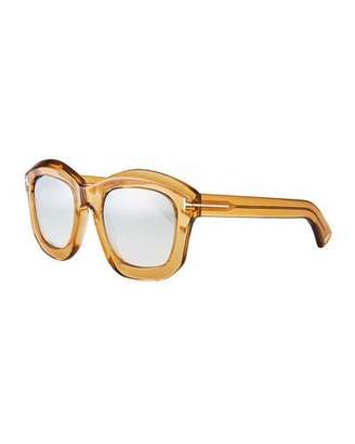 Tom Ford Shiny Transparent Square Mirrored Sunglasses, Champagne