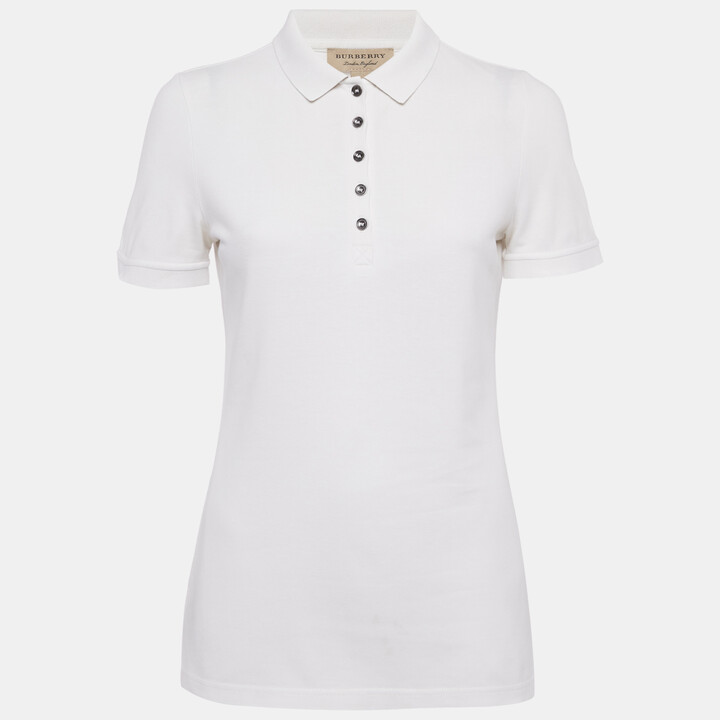 Burberry White Cotton Pique Polo T-Shirt S