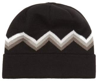 Perfect Moment Zigzag Intarsia Wool Blend Beanie Hat - Womens - Black Multi