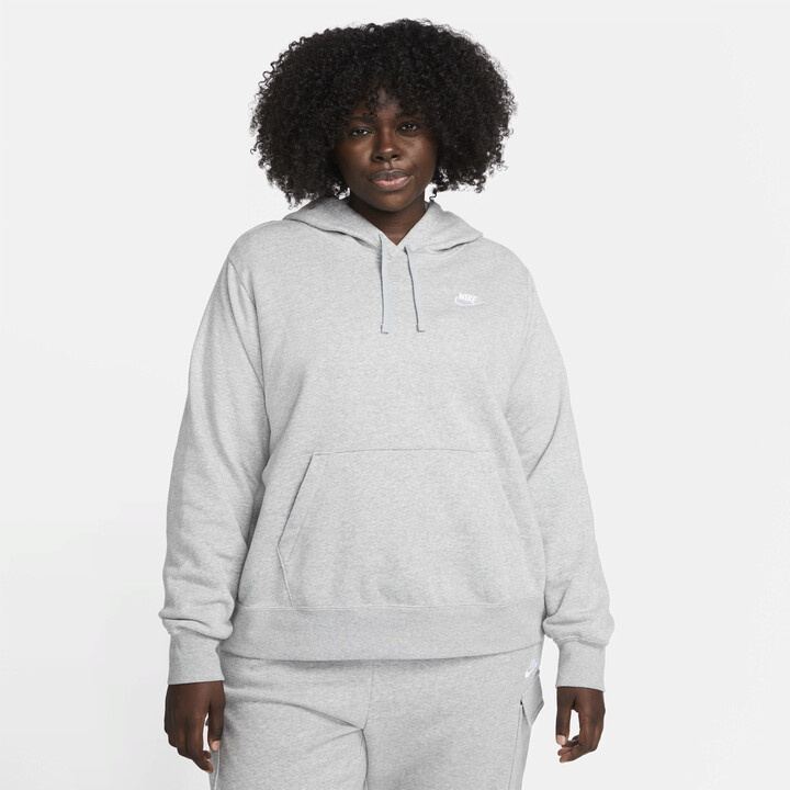 Nike Women's Sportswear Club Fleece Pullover Hoodie (Plus Size) in Grey | DV5092-063