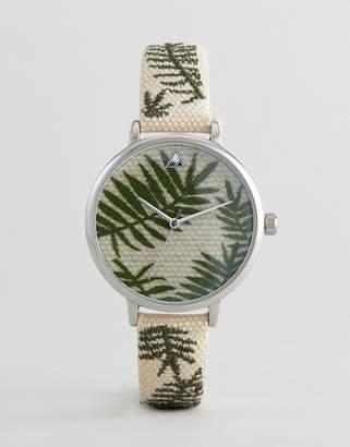 ASOS Curve Design Curve Embroidered Palm Leaf Woven Watch
