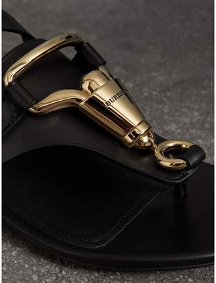 Burberry Equestrian Detail Leather Sandals