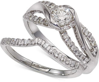 Macy's Diamond Twist Interlocking Bridal Set (1/2 ct. t.w.) in 14k White Gold