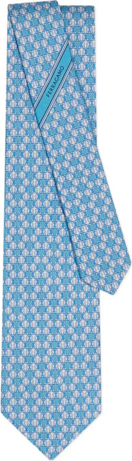 Ferragamo Gancini-Print Silk Tie
