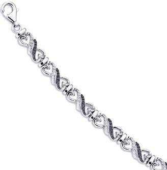 JE Sterling Silver Black & White Diamond Bracelet