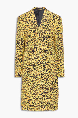 Double-breasted leopard-print woven coat
