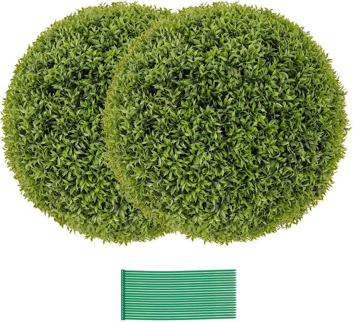 2-Piece 20 in. 1.67 ft. Faux Boxwood Artificial Topiary Balls Tree with Sun-Protective PE Leaves Indoor Outdoor