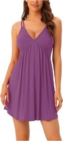 Thumbnail for your product : cheibear Women' Sleevele Lingerie V Neck Pajama Chemie Nightgown Purple Large