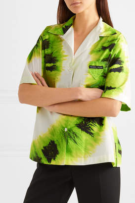 Prada Tie-dyed Cotton-poplin Shirt - Green