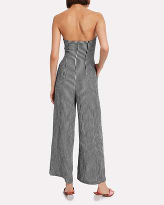 Solid & Striped Strapless Gingham Jumpsuit