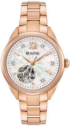Bulova Automatic diamond dial open appature mop dial ladies watch
