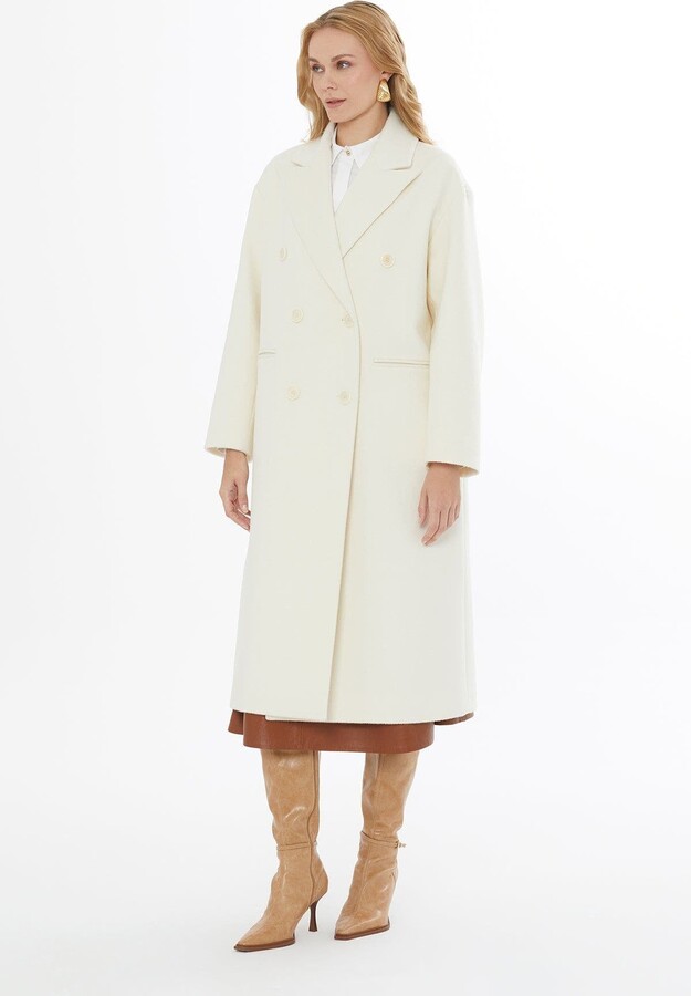 Gizia Notch Lapel Long Coat with Back Vent