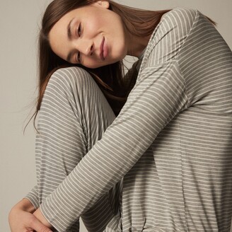 Love & Lore Azalea Pajama Set, Heather Grey Stripe XL