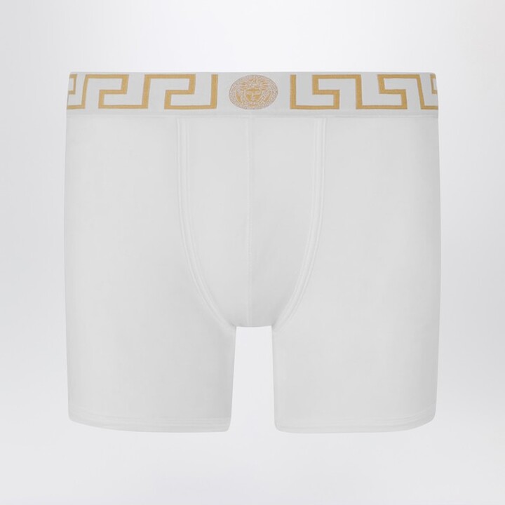 Versace White fitted boxers with Greca waistband