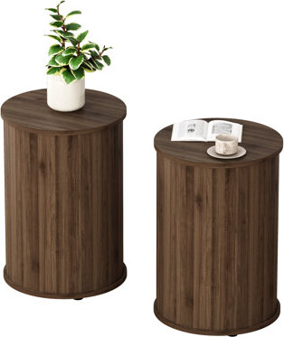 Flutoria Colluci Aurel Buchheit Modern Round Pedestal Accent End Table Set Of 2