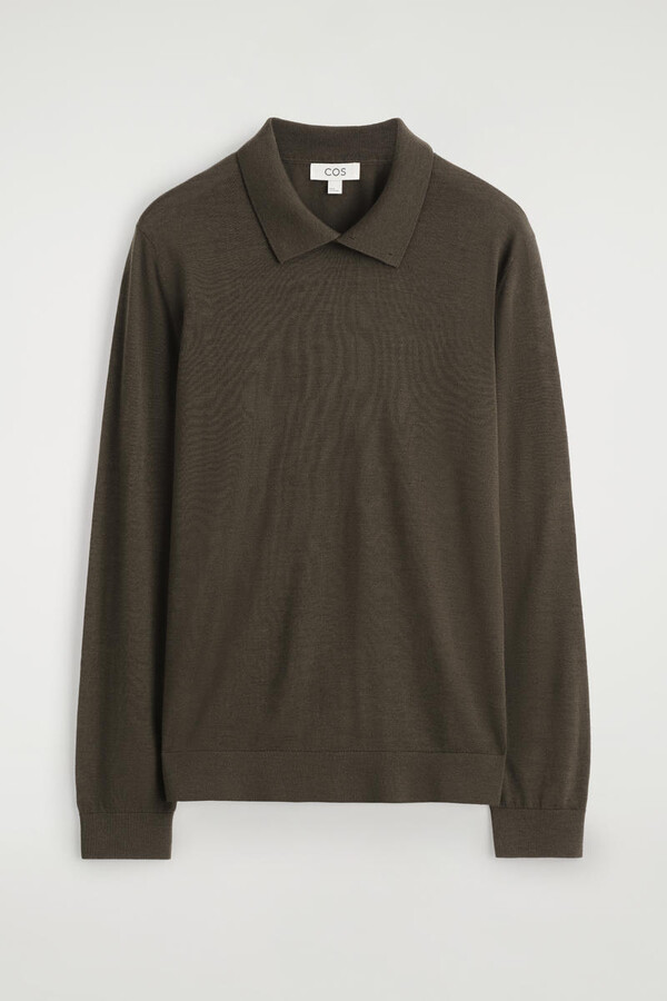 Merino Wool Button-Collar Sweater