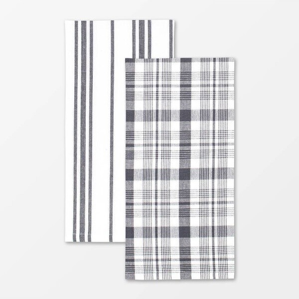 2pk Waffle Microfiber Kitchen Towels Light Gray - Mu Kitchen : Target