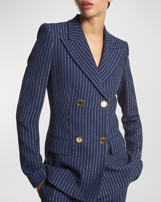 Michael Kors Collection Metallic Pinstripe Blazer Jacket