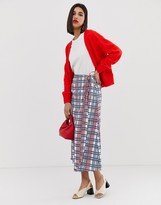 Thumbnail for your product : Vero Moda textured check midi skirt