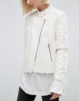 Thumbnail for your product : Pepe Jeans Iren Collarless Tweed Biker Jacket