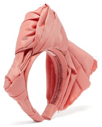 MARTA FERRI Knotted Silk-faille Headband - Light Pink