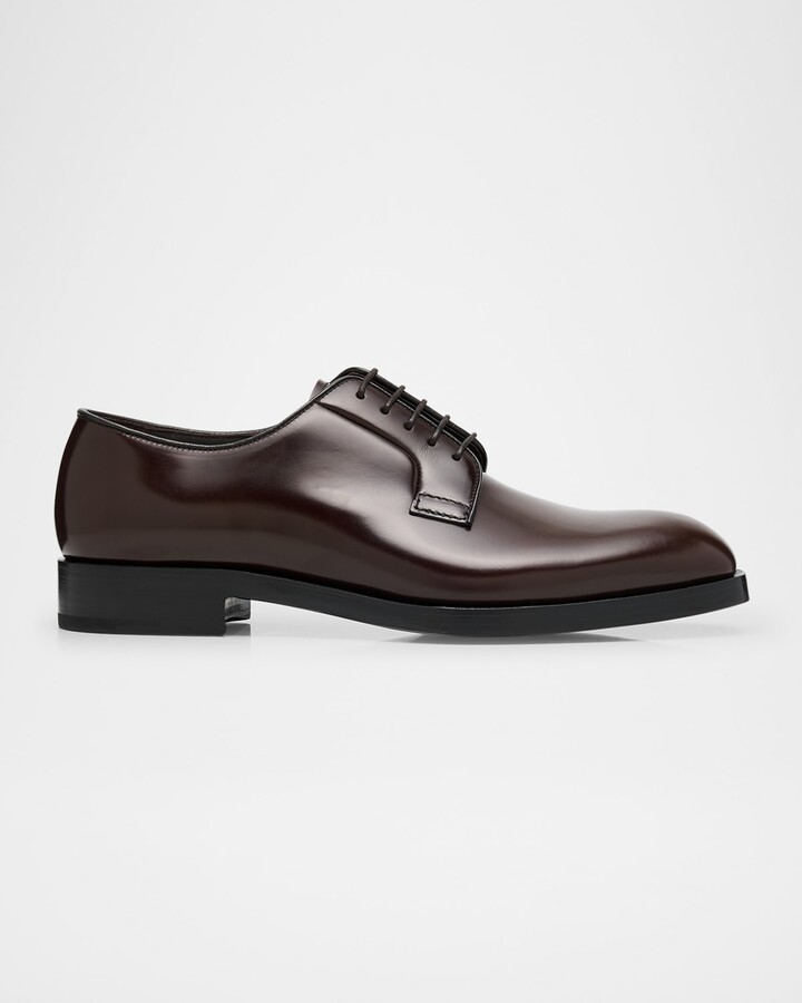 Prada Men's Brushed Leather Derby Shoes