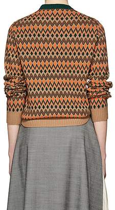 Prada Women's Dot & Chevron-Pattern Wool-Cashmere Sweater - Camel