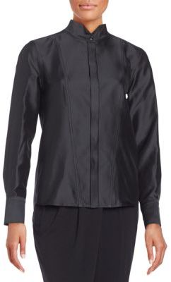 Donna Karan Silk-Blend Stand Collar Jacket