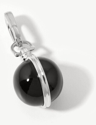 Gemstone Sphere Clip-On Pendant Silver Plated, Black Onyx Silver Plated/Black Onyx