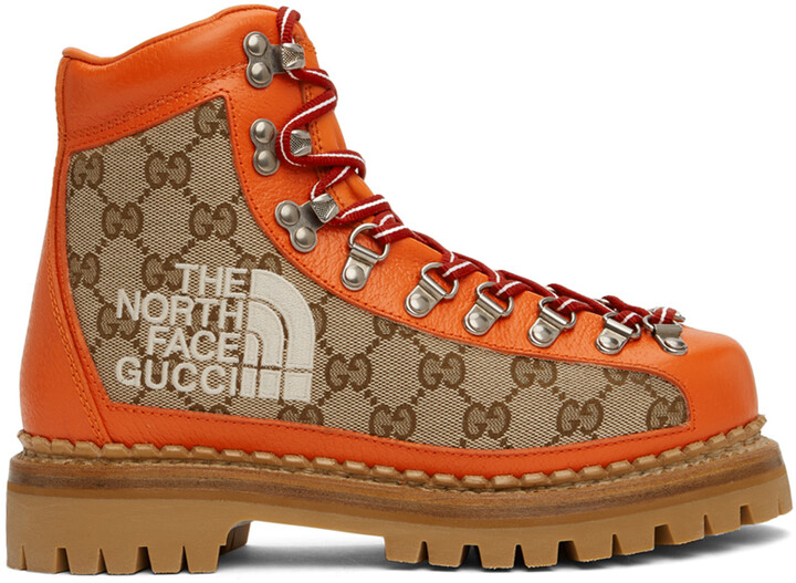 Gucci Orange The North Face Edition Lace-Up Boots - ShopStyle