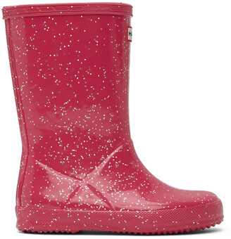 Hunter Pink First Classic Glitter Rain Boots