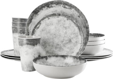 Gibson 16 Piece Melamine Dinnerware Set in Gray