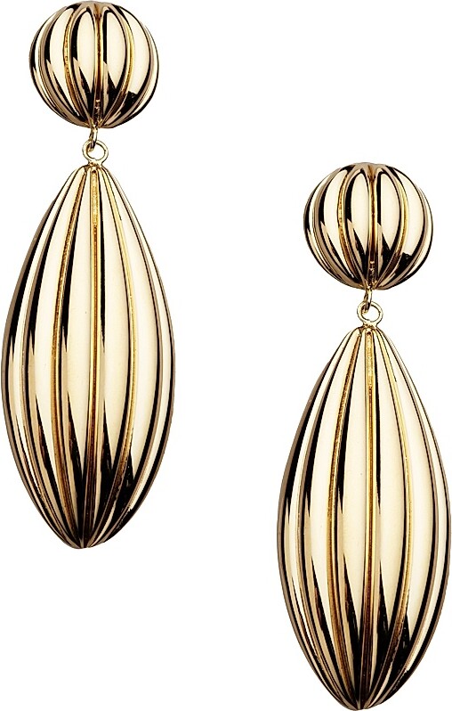 Jennifer Zeuner Jewelry Women's Lucinda 18K-Gold-Plated Fluted Drop Earrings - Gold Vermeil