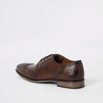 River Island Dark brown leather lace-up brogues