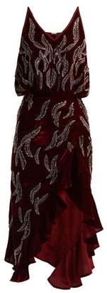 Dodo Bar Or Agnes Bead Embellished Velvet Dress - Womens - Dark Red
