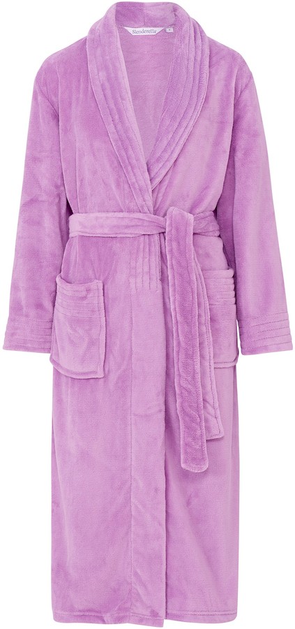 Slenderella Ladies 46 260GSM Soft Fleece Plain Shawl Collared Bath Robe Dressing Gown House Coat Size Small Medium Large XL & XXL 