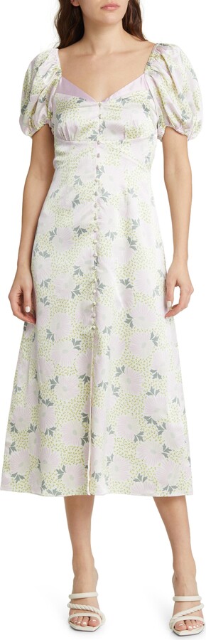 Ted Baker Ledaah Floral Puff Sleeve Midi Dress - ShopStyle