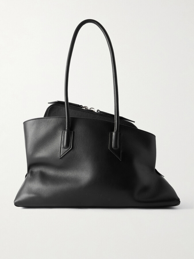 The Attico - La Passeggiata Medium Asymmetric Leather Tote - Black