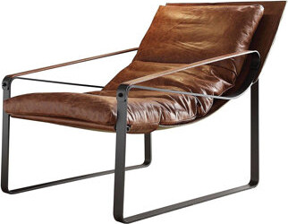 17 Stories 27 inches Wide Full Grain Leather Lounge Chair