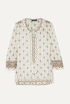 Thumbnail for your product : Isabel Marant Alicia Lace-up Embellished Printed Cotton-gauze Tunic