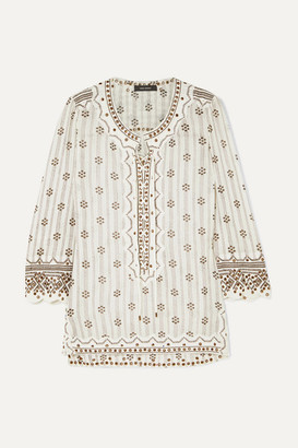 Isabel Marant Alicia Lace-up Embellished Printed Cotton-gauze Tunic