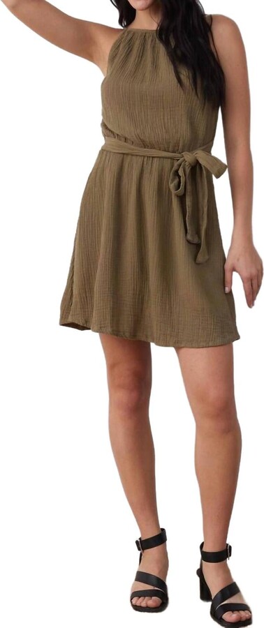 Bella Dahl Smocked Waist Mini Dress In Dark Jungle